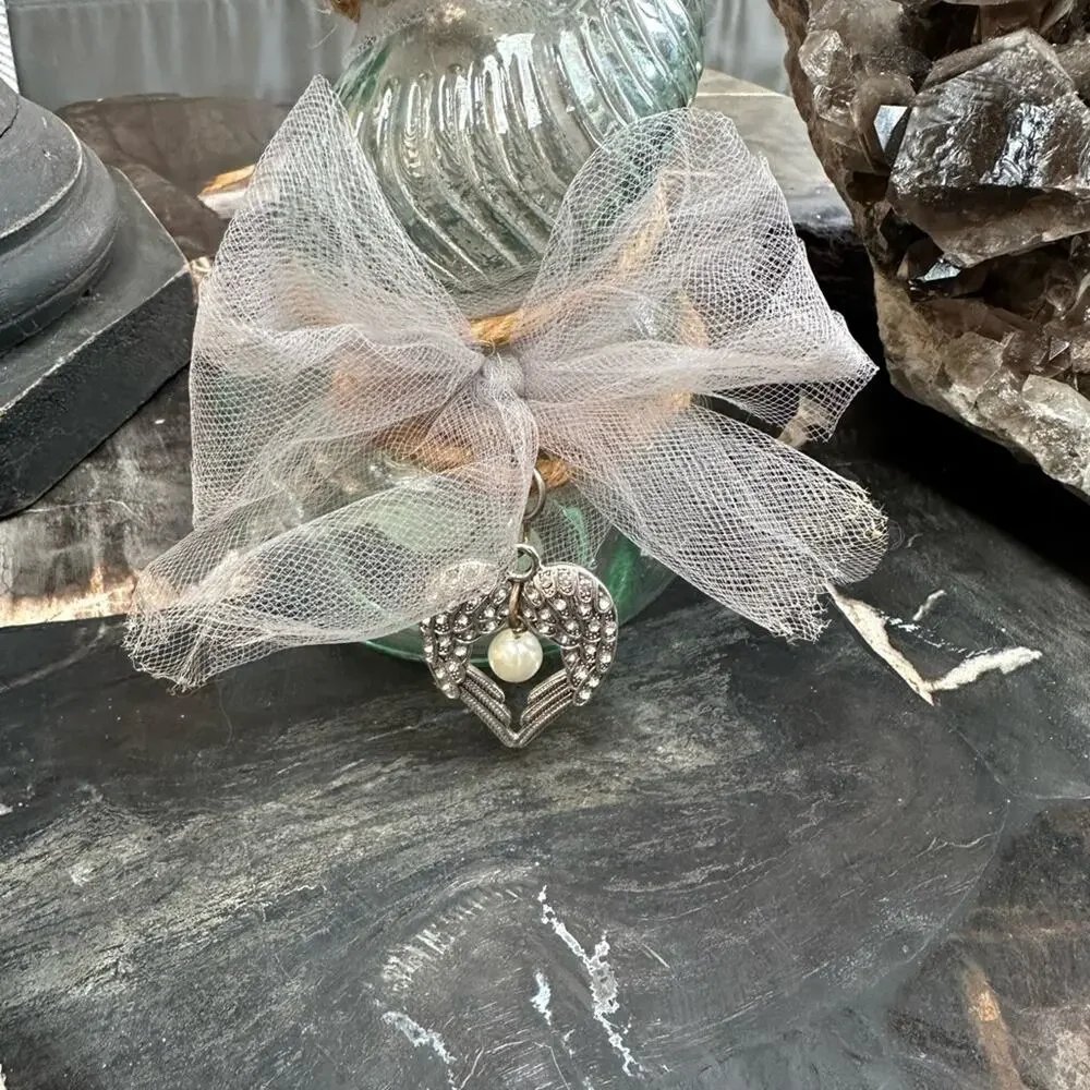 NWT Gorgeous handcrafted Etsy Angel Wing repurposed Vintage Bottle Vase Decor